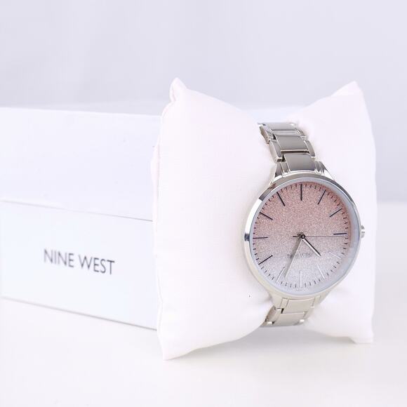 Nine West Accessories - Nine West Silver Tone Glitter Ombre Dial Bracelet Watch Pink Face New